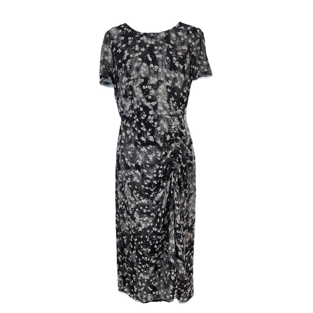 Simply Vera Wang Dress sz Medium Black Taupe Floral Sheer Long Wedding Cocktail